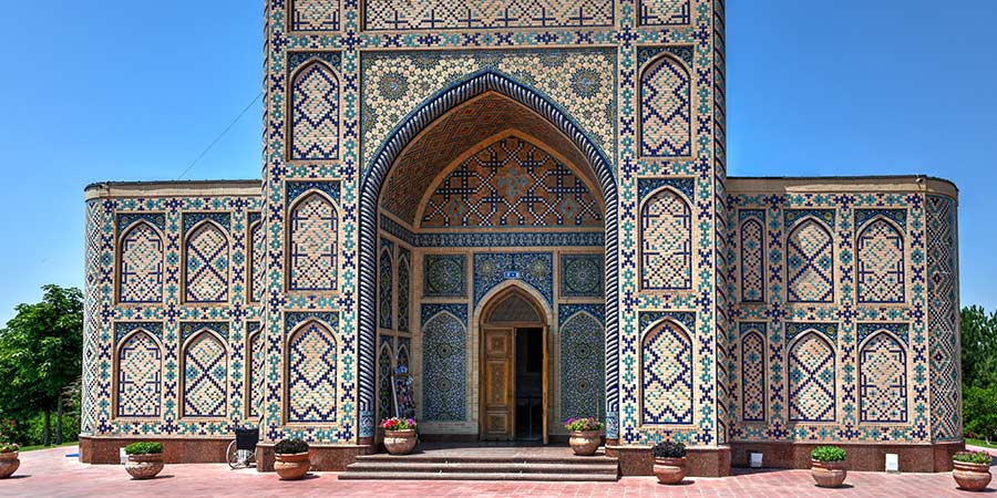 The Ulugh Beg Observatory is covered in a gorgeous green and blue patterned mosaic tile. 